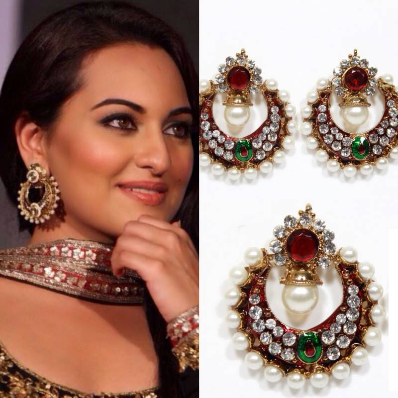 Maroon Kundan Earrings for Party | FashionCrab.com