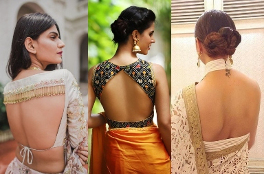 backless blouse designs sleeveless, deep neck blouse designs front and  back