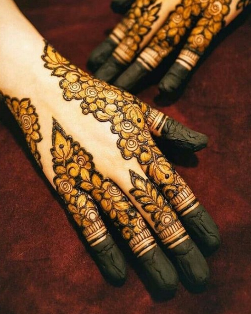 8. Shaded Style Finger Mehendi Design