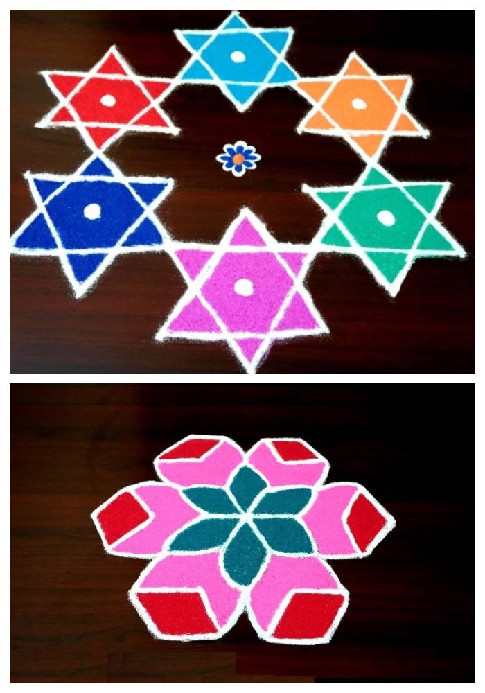 simple rangoli designs with 5 dots