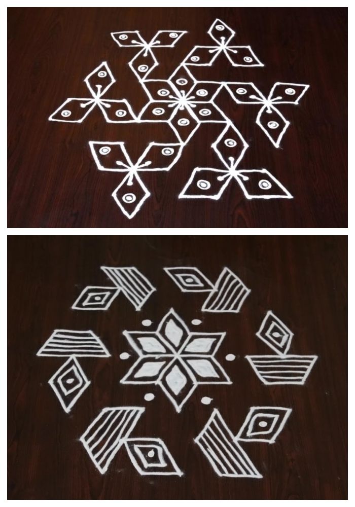 simple rangoli designs with 5 dots