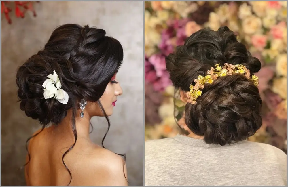 Stylish Wedding Hairstyle Ideas For Indian Bride #engagement #hairstyles  #indian #front #engagementh… | Engagement hairstyles, Hair style on saree,  Bridal hair buns