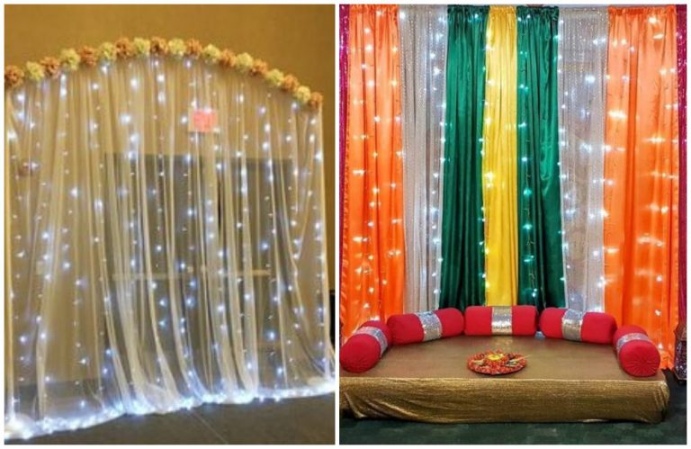 15 Simple And Creative Homemade Ganpati Decoration Ideas   2. Ganpati Decoration At Home With Threads 768x499 