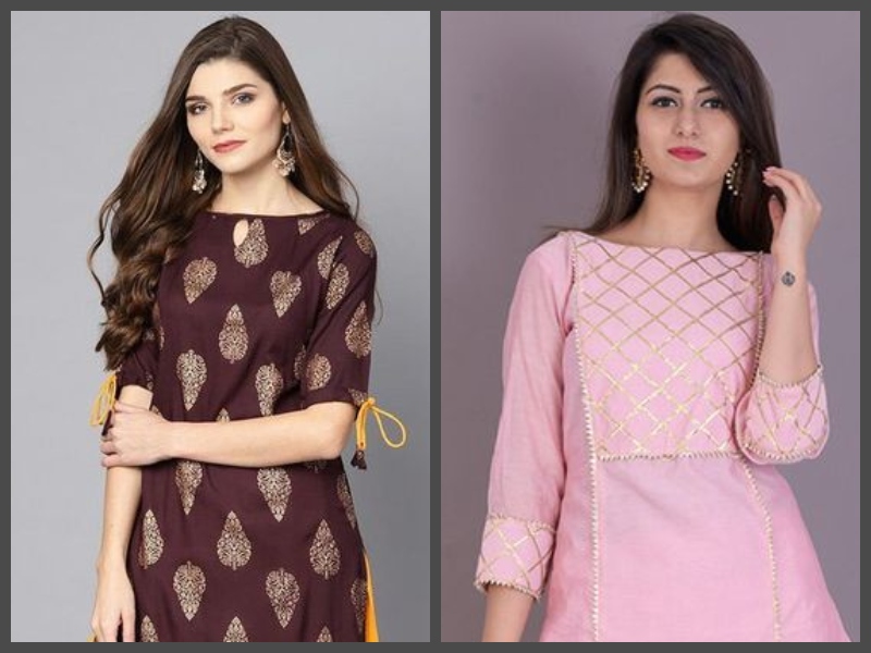 Plain boat neck clearance kurti