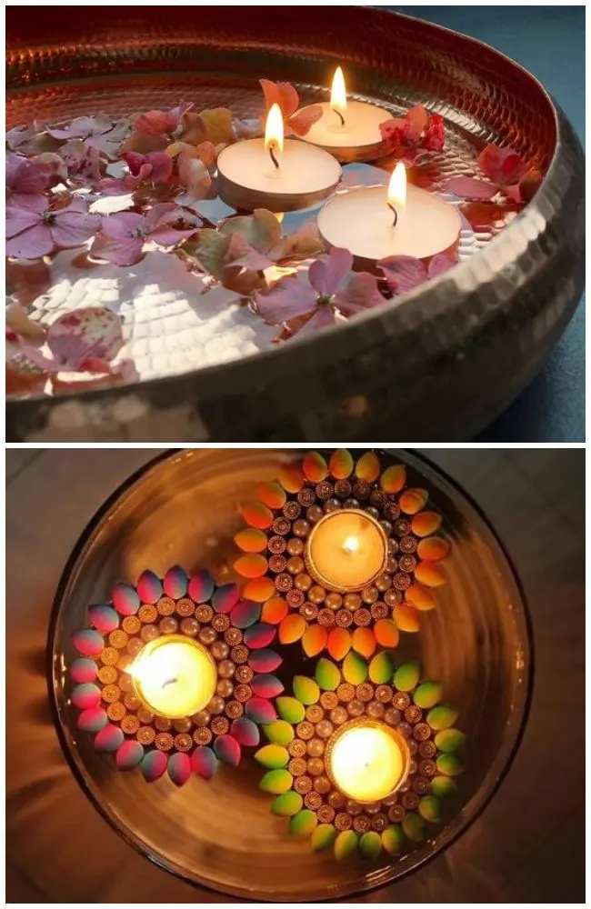 Happy Diwali festival. Colored burning candles decoration 1386172 Vector  Art at Vecteezy