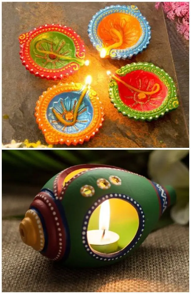 Indian style decorative diya design for diwali Vector Image