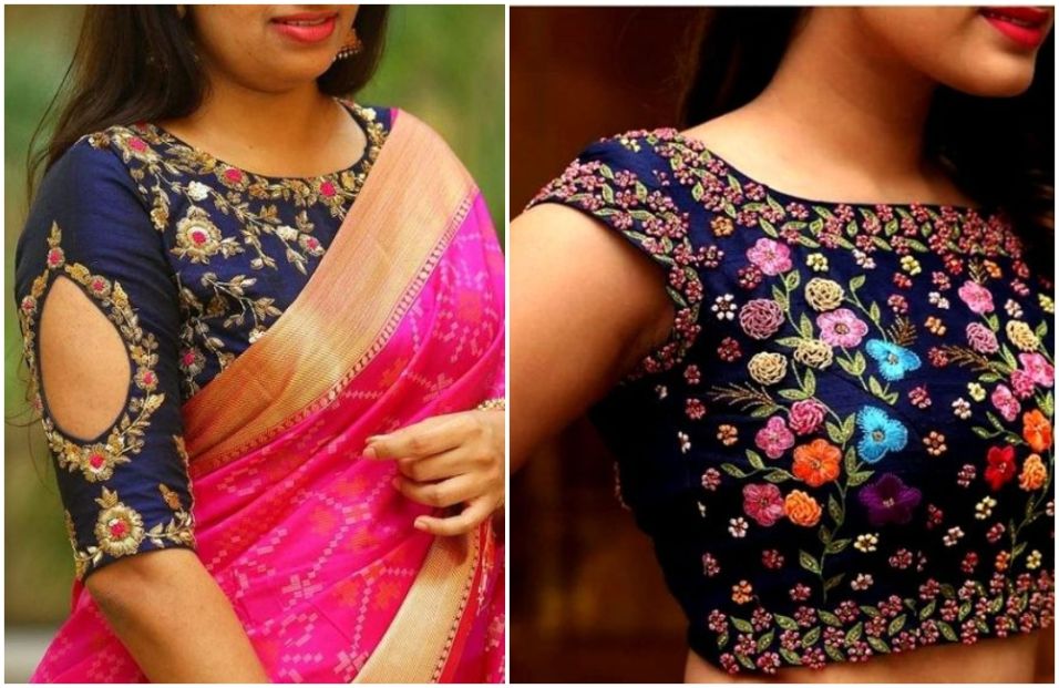 boat neck blouse for fancy saree