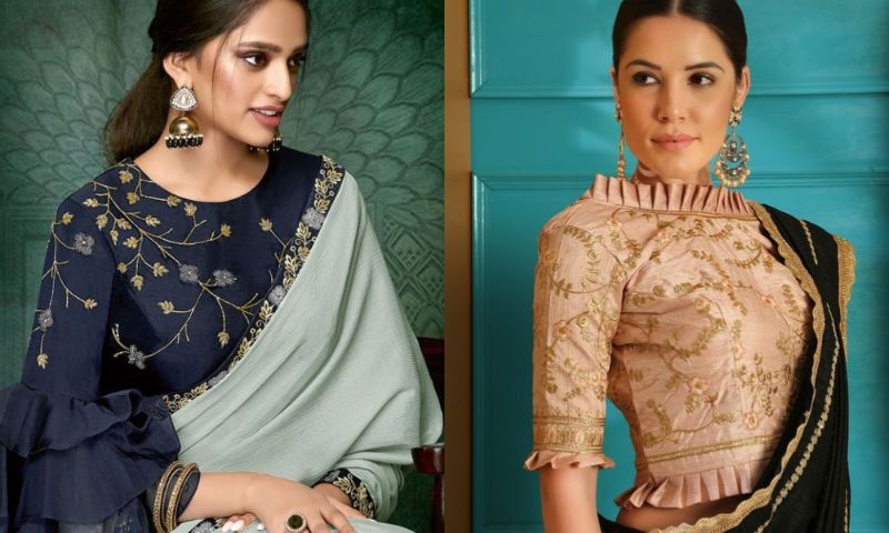 20 Stylish High Collar Neck Blouse Designs to Look More Stylish