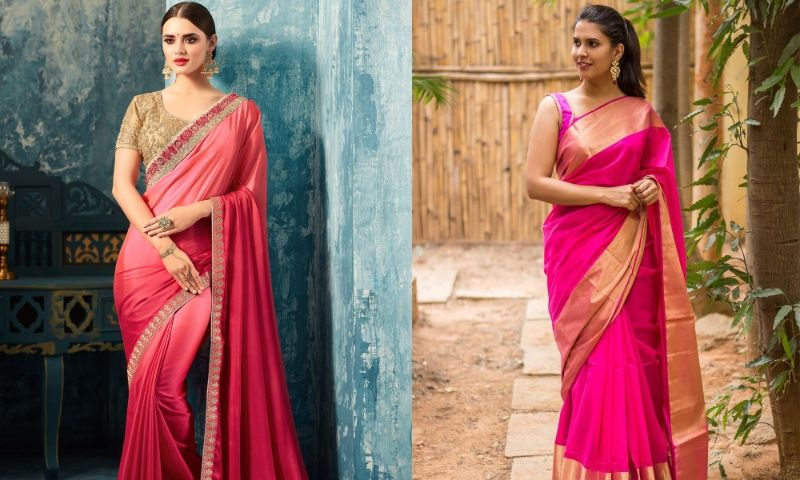 Tamannaah Bhatia Two Color Shade Saree WJ66620 | Saree look, Pink saree,  Elegant saree