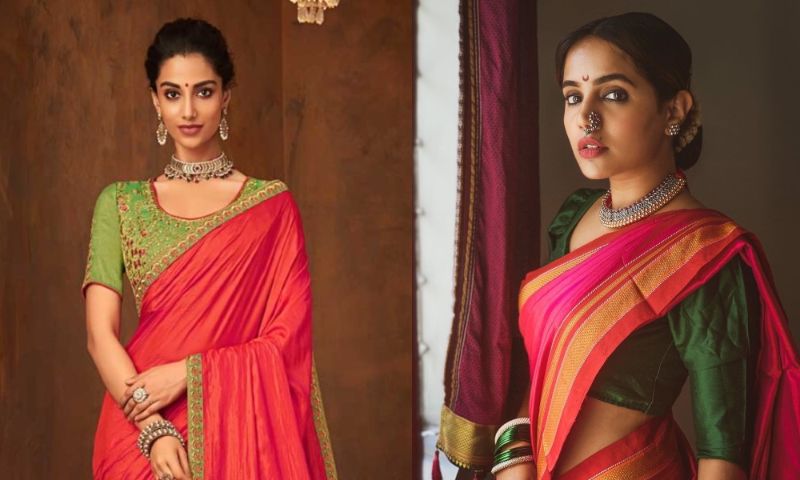 Pink Saree Vs Purple saree with contrast blouse designs/ same colour contrast  combination blouse 😲🤩👏 | Contrast blouse, Combination blouses, Purple  saree