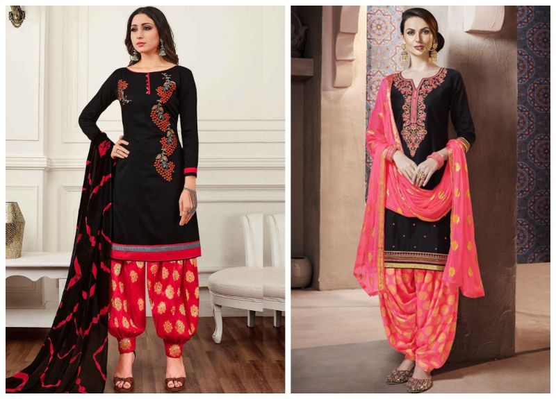Contrast Trim Rayon Pakistani Suit in Pink : KMV145