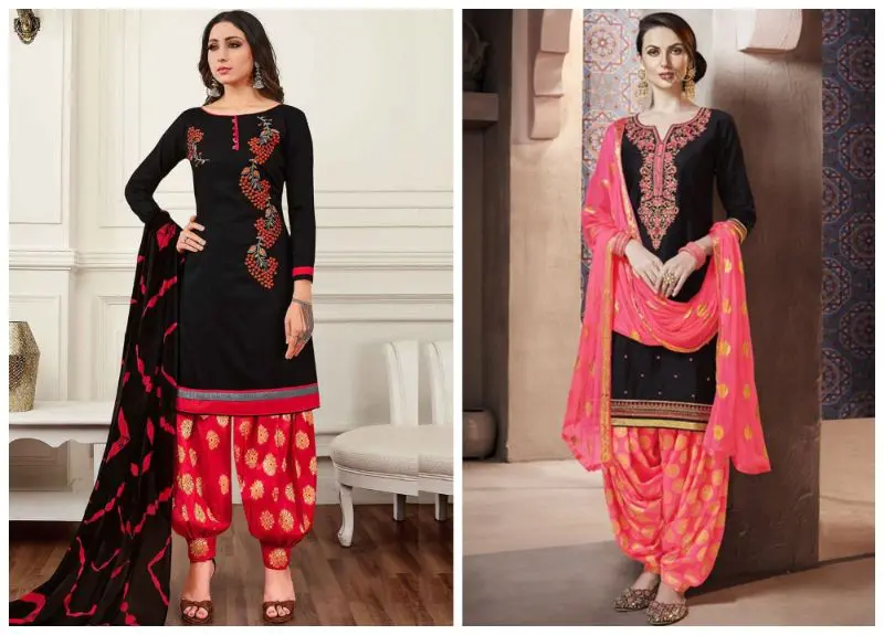 Designer Contrast Teal Satin Silk Suit w/ 2-Bottom (L-40'') #39748 | Buy  Satin Salwar Kurta Online