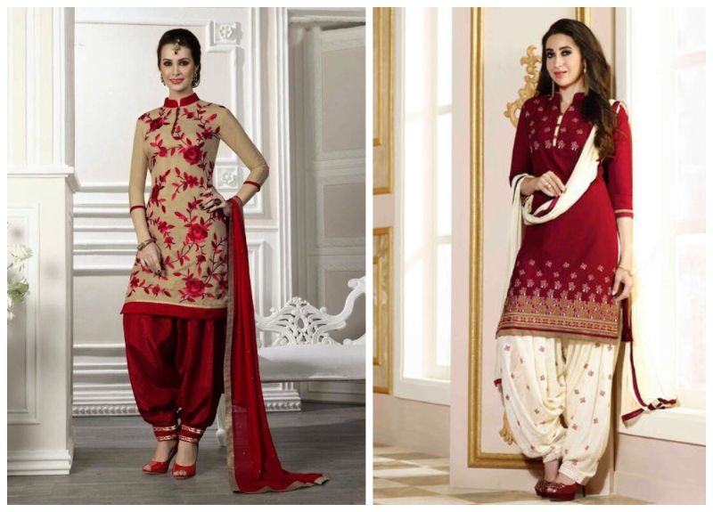 cherry colour punjabi suit