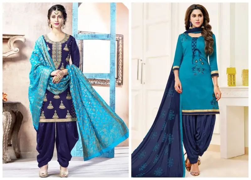 Buy Navy Blue Cotton Punjabi Suit | Punjabi Patiala Suits