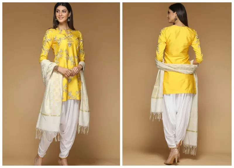Buy Diwali Clothes - Yellow Sequence Embroidery Salwar Kameez At Hatkay