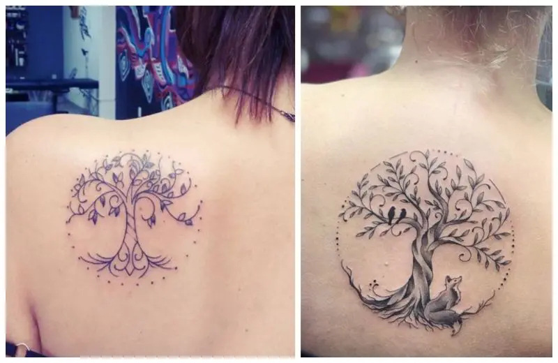 celtic tree back tattoo
