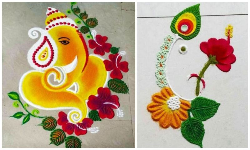 simple ganpati rangoli