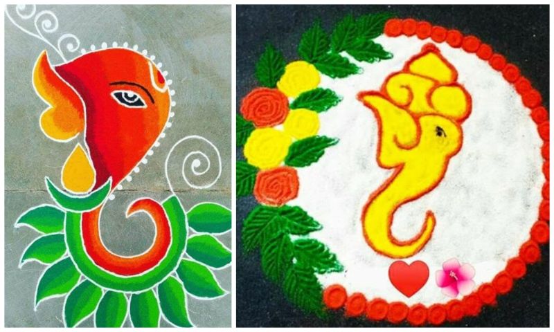 ganesh chaturthi rangoli at home