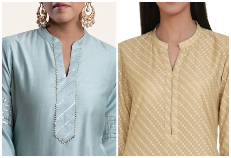 V collar neck outlet designs for kurtis