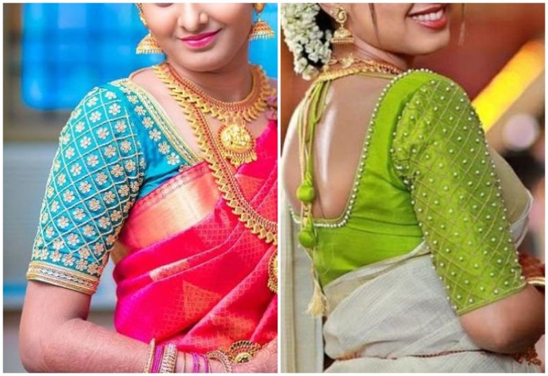 9 Trendy V Neck Blouse Designs For This Wedding Season