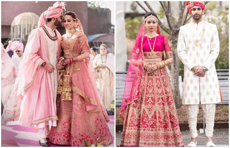 PASTEL PINK LEHENGA SET WITH ALL OVER MULTI COLOURED FLORAL EMBROIDERY  PAIRED WITH A MATCHING DUPATTA AND SILVER EMBELLISHMENTS. - Seasons India