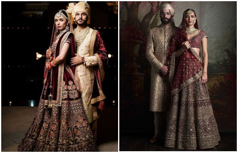 20 Bride and Groom Dress Colour Combination that you cannot go wrong with!  | Combination dresses, Indian wedding outfits, Wedding dress trends