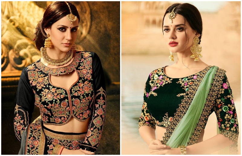 10 Velvet Blouse Designs to Look Royal on Wedding Occasion