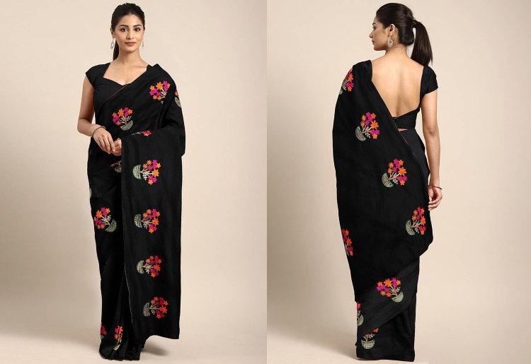 Mulmul Cotton Transparent Black Saree|Bold Black|Suta