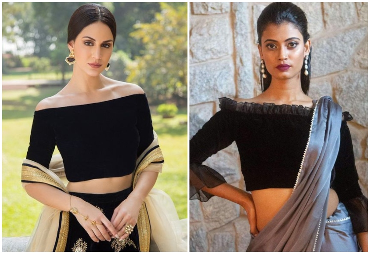 20 Trendy Designs of Off Shoulder Blouses For Stunning Look | Indian bridal  dress, Pakistani formal dresses, Indian dresses