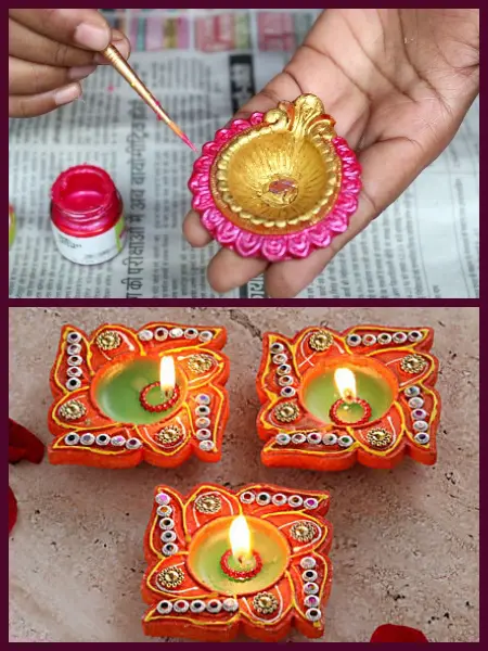 Buy Ascension ® Wing Colourful Earthen Designer Diya Handmade Mitti Ke  Deepak/Diye/Designer Handmade Terracotta Decorative Diwali Deepak/Oil for  Pooja Navratri Gift Pack (Set of 4) Online at Low Prices in India -