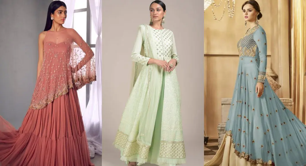 Indian Silk Wine Dress Double Shaded Designer Gown Anarkali Suit wear  BD2943 | eBay