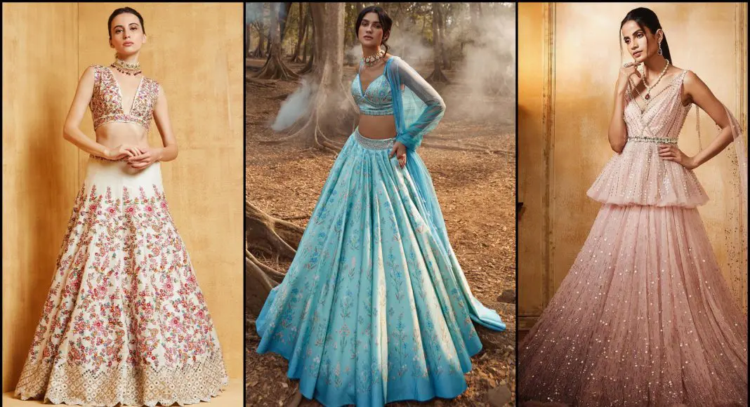 Beautiful net Lehenga with aplique and hand Embroidered blouse. | Crop top  dress, Wedding lehenga designs, Indian wedding gowns
