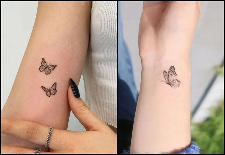 Butterfly and Red Roses Tattoo Idea