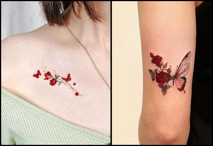 Buy Rose Butterfly Temporary Tattoo Realistic Tattoo Sticker Online in  India  Etsy