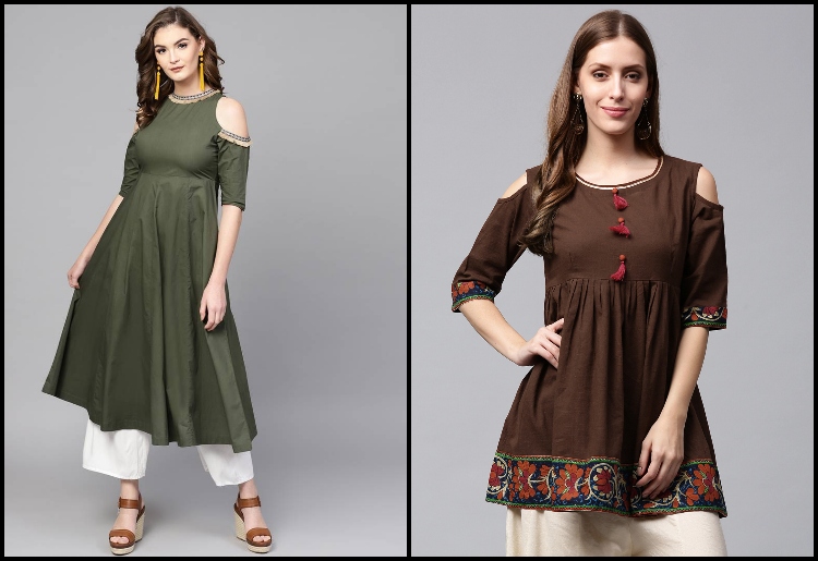 50 Latest Types of Cold Shoulder Kurti Sleeves Designs 2022