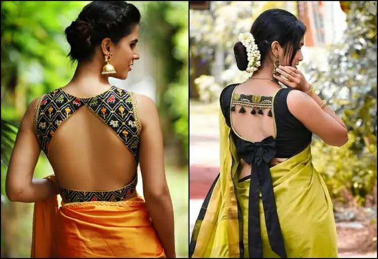 Deep Back Neck Blouse Design For Saree