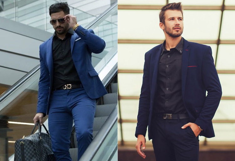 Blue blazer | Blue blazer outfit men, Black pants men, Mens outfits
