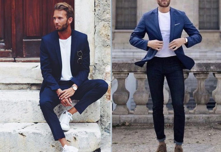 Blue jacket paired with white pants is thee perfect summer look // wear  with the Morgan bow tie. | Mens fashion suits, Mens outfits, Suit fashion