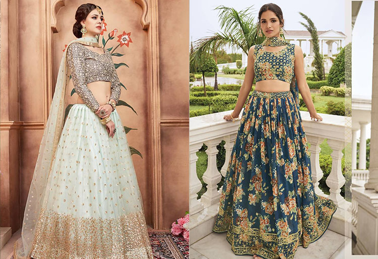 Buy FI BOMBAY STYLE Women's Green Georgette Sequins and Embroidery Thread  Work Lehenga Choli and Dupatta With Golden Belt Online at Best Prices in  India - JioMart.