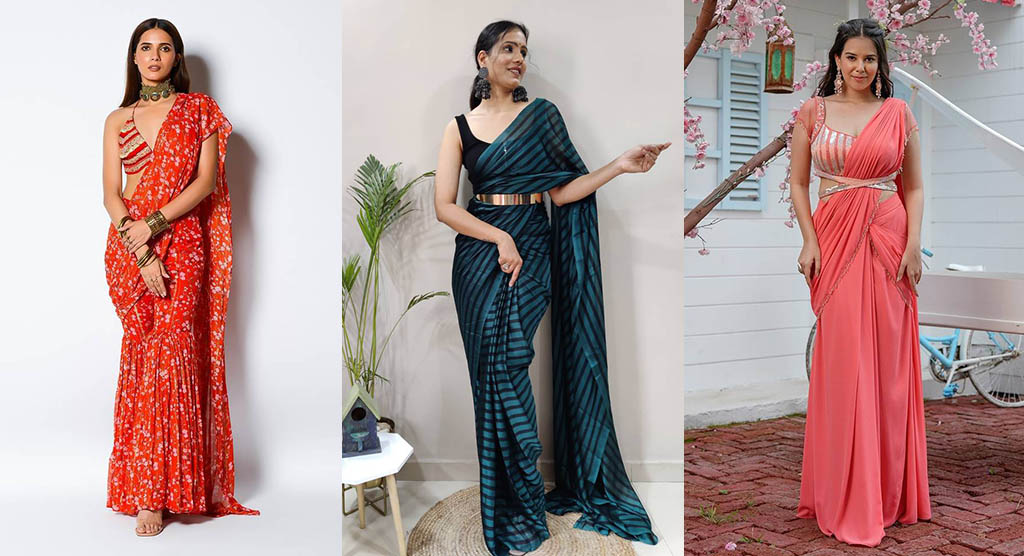 Pre Stitched Saree Online | Pre Pleated Saree | Pre Draped Saree | Concept  Sar… | Saree blouse designs latest, Designer saree blouse patterns, Stylish  blouse design