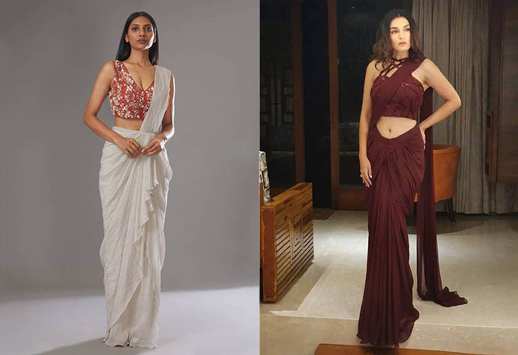 KALISTA Pre-draped saree : Buy KALISTA Inaya Pre Draped Lehenga Saree with Stitched  Blouse Online | Nykaa Fashion