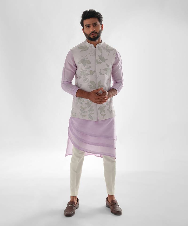 Lavender Nehru Jacket Set