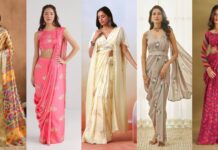 Printed Saree Draping Styles for a Slim Look Slim Look Printed Saree Draping Styles