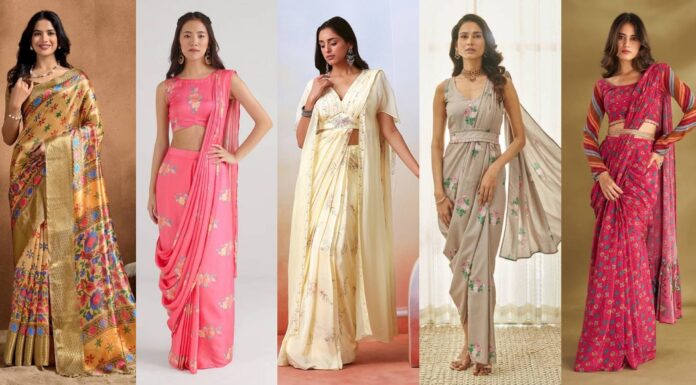 Printed Saree Draping Styles for a Slim Look Slim Look Printed Saree Draping Styles